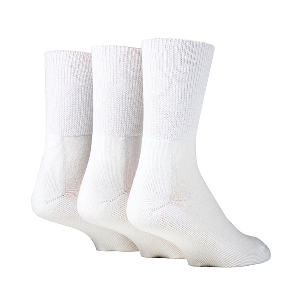 3 Pairs IOMI FootNurse Cushion Foot Bamboo Blend Diabetic Socks - White
