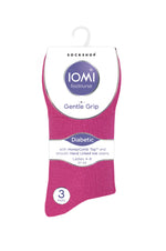 Load image into Gallery viewer, 6 Pairs Ladies IOMI FootNurse Gentle Grip Diabetic Socks - Pink/Purple
