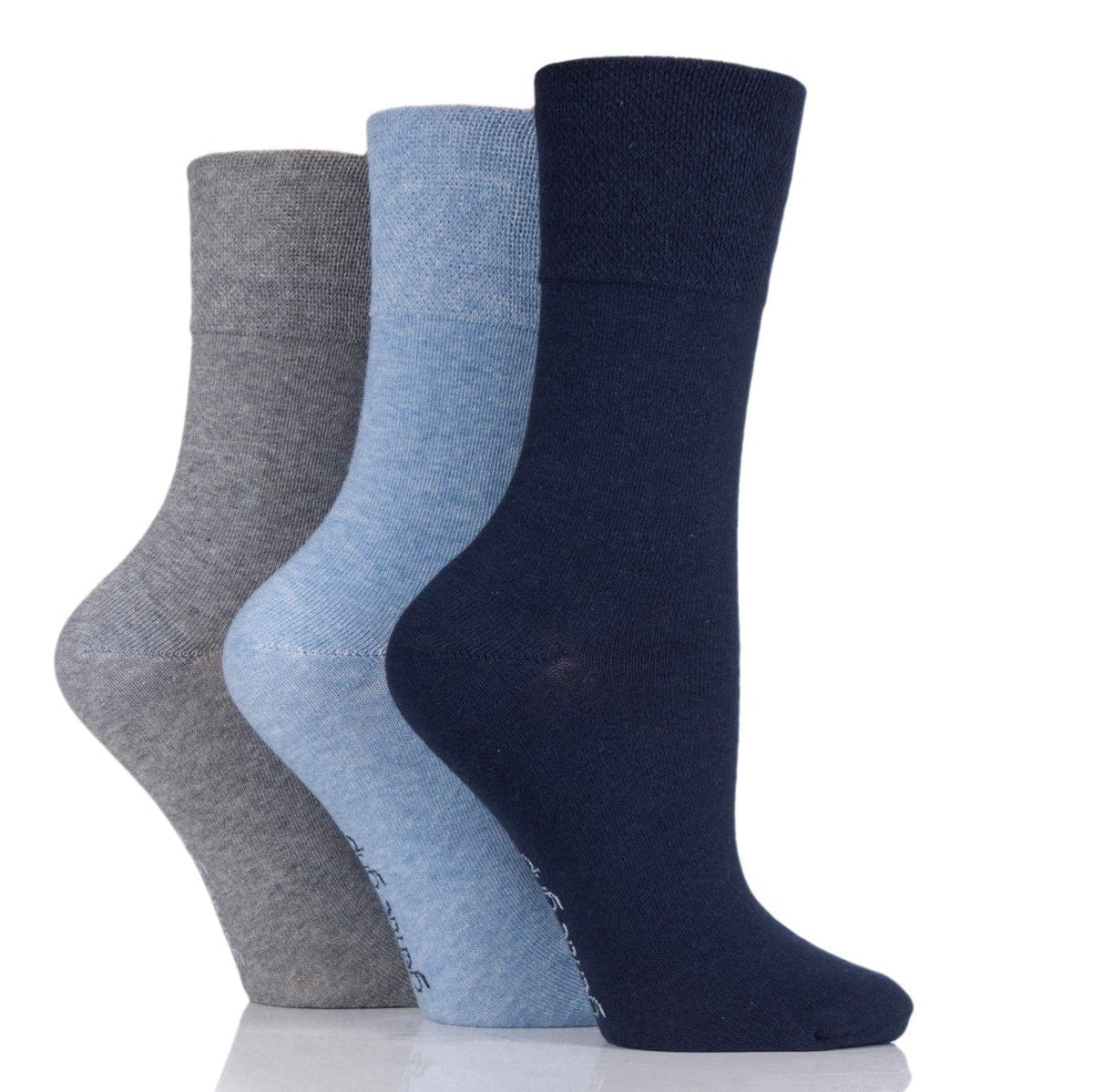 6 Paar schlichte Baumwollsocken für Damen – Marineblau/Jeansblau/Hellgrau