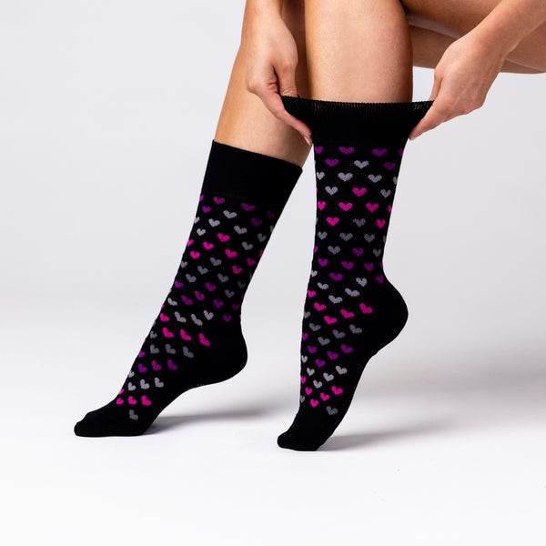 6 Pairs Ladies Bamboo Socks - Black/Berry