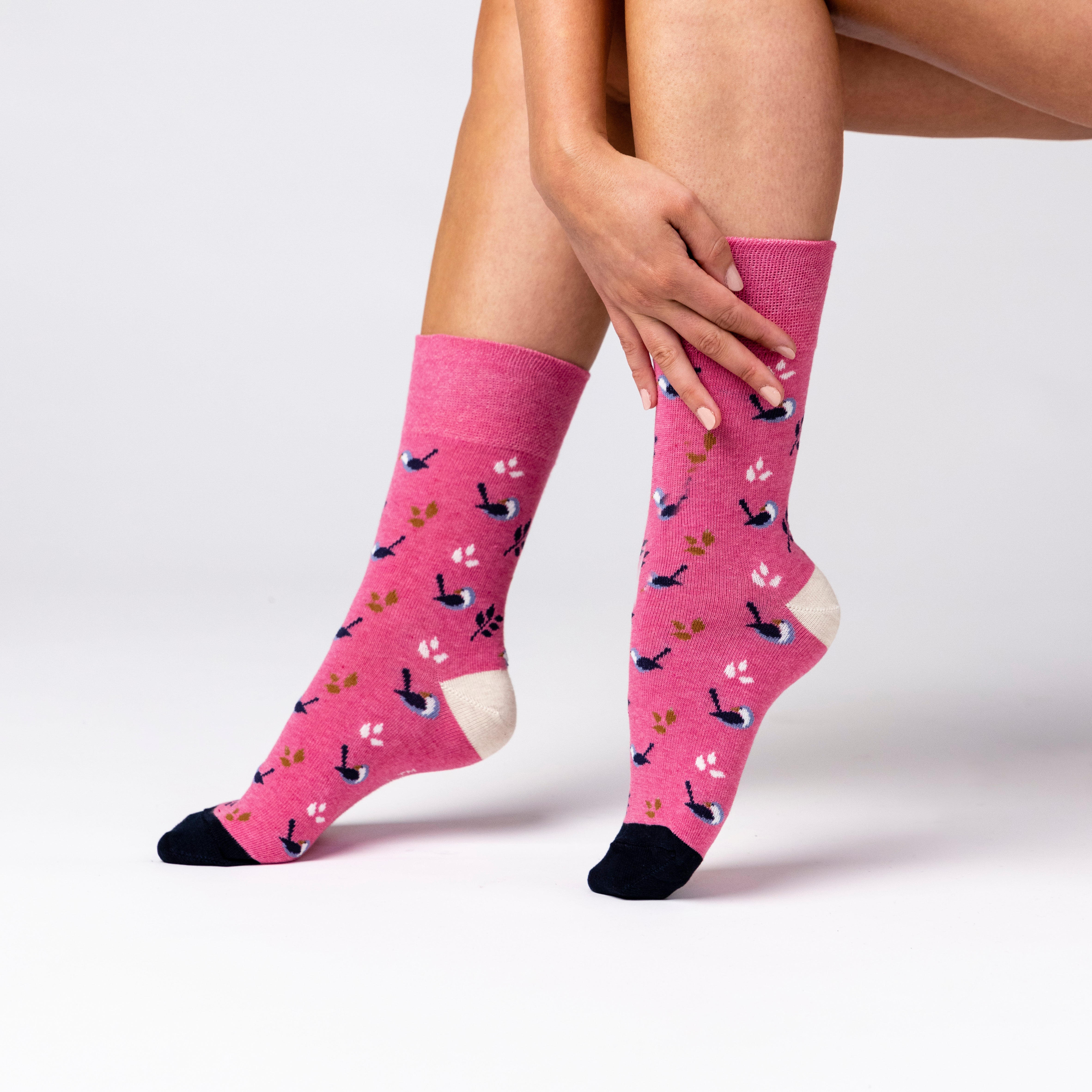 6 Pairs Ladies Fun Feet Cotton Socks - Nature