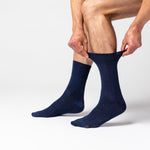 Load image into Gallery viewer, 6 Pairs Men&#39;s Nova Fine Stripe Cotton Socks - Navy/Denim
