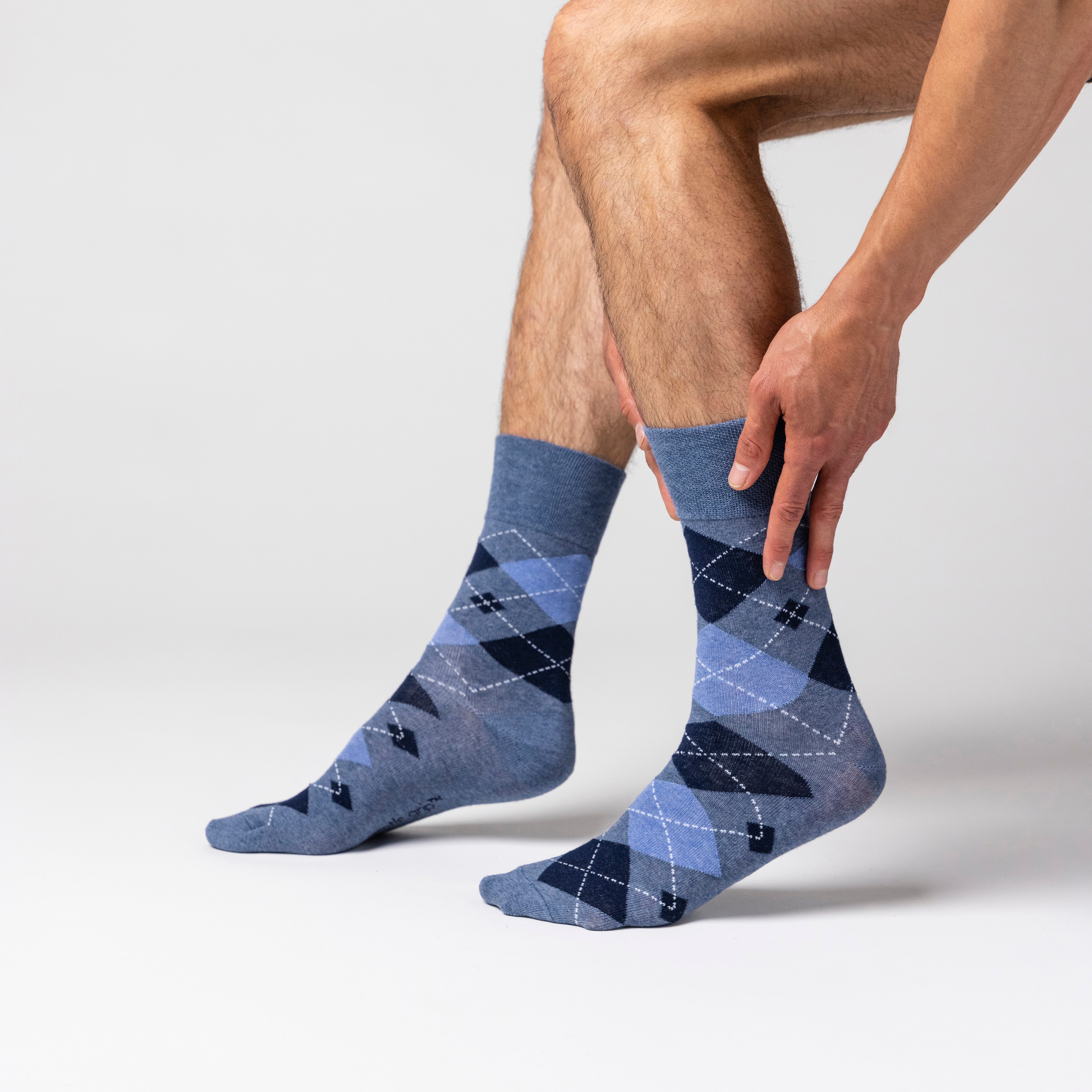 6 Pairs Men's Argyle Cotton Socks - Leven Navy/Denim