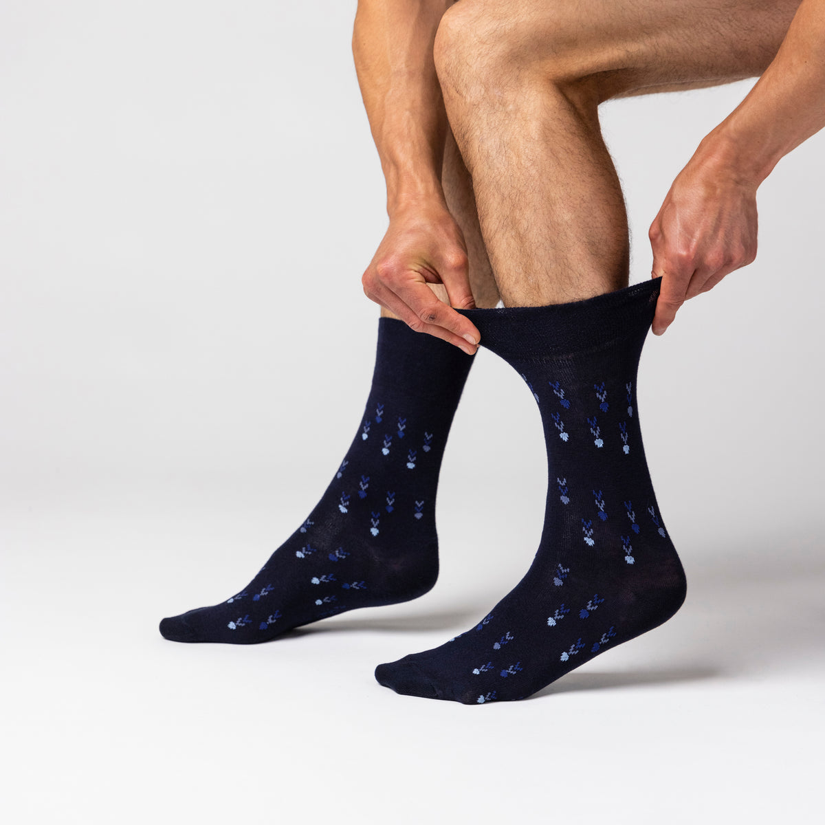 6 Pairs Men's Cotton Socks - Dimensional Dart Navy