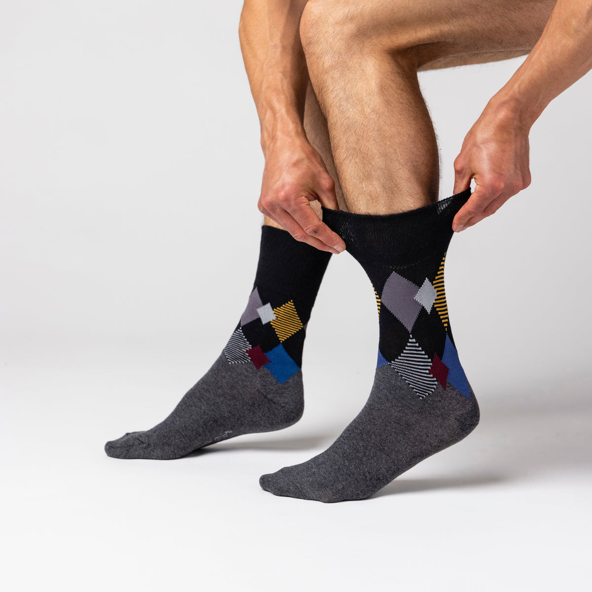 6 Pairs Men's Argyle Cotton Socks - Metro