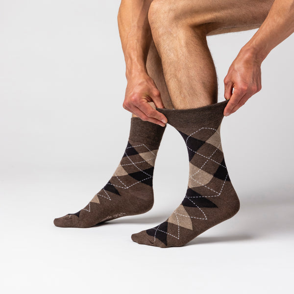 6 Pairs Men's Bigfoot Cotton Socks - Argyle Neutrals