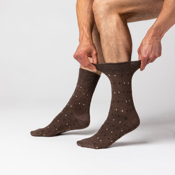 6 Pairs Men's Concerto Cotton Socks - Brown/Natural