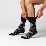 Load image into Gallery viewer, 6 Pairs Men&#39;s Argyle Cotton Socks - Leven Black/Charcoal
