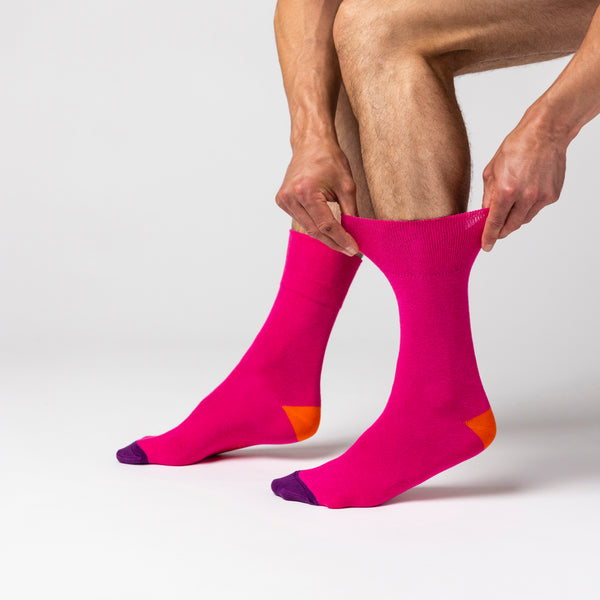 6 Pairs Men's Colourburst Cotton Socks - Crazy Contrast