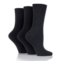 6 Paar Damen-Diabetikersocken aus Bambus - Schwarz