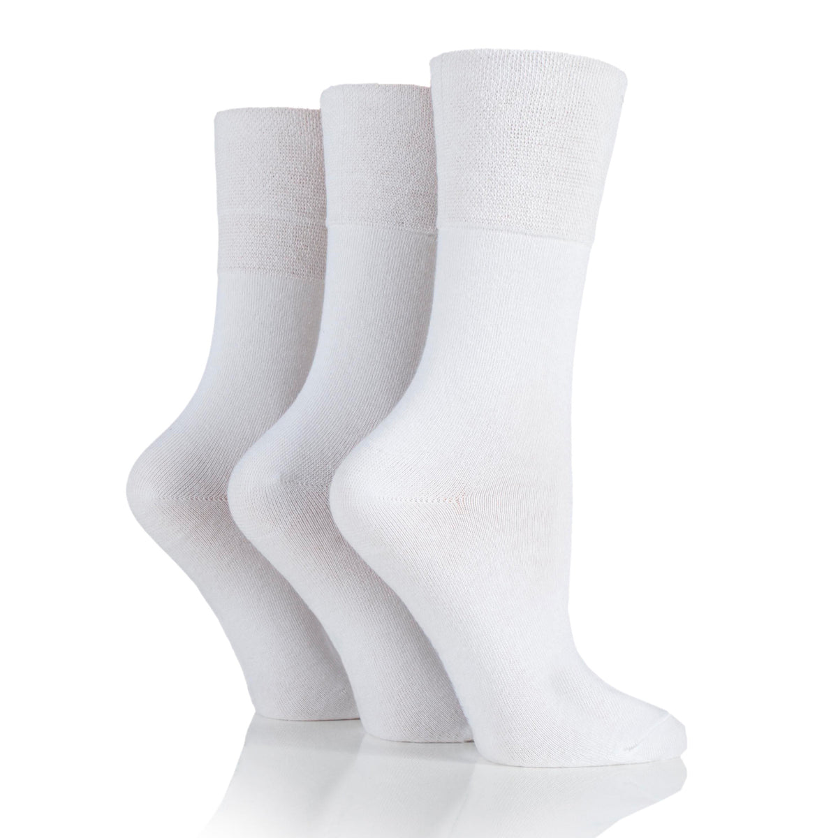 6 paires de chaussettes diabétiques en bambou pour femmes - Blanc