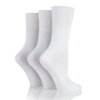 3 Pairs Ladies Bamboo Diabetic Socks - White