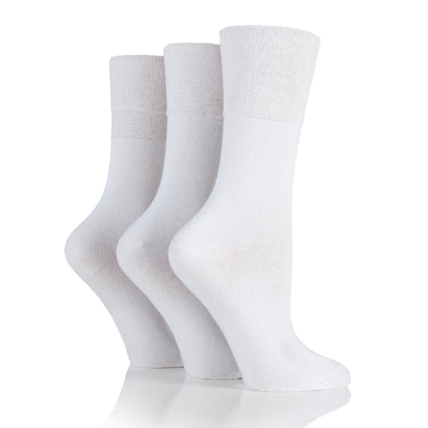 6 paires de chaussettes diabétiques en bambou pour femmes - Blanc