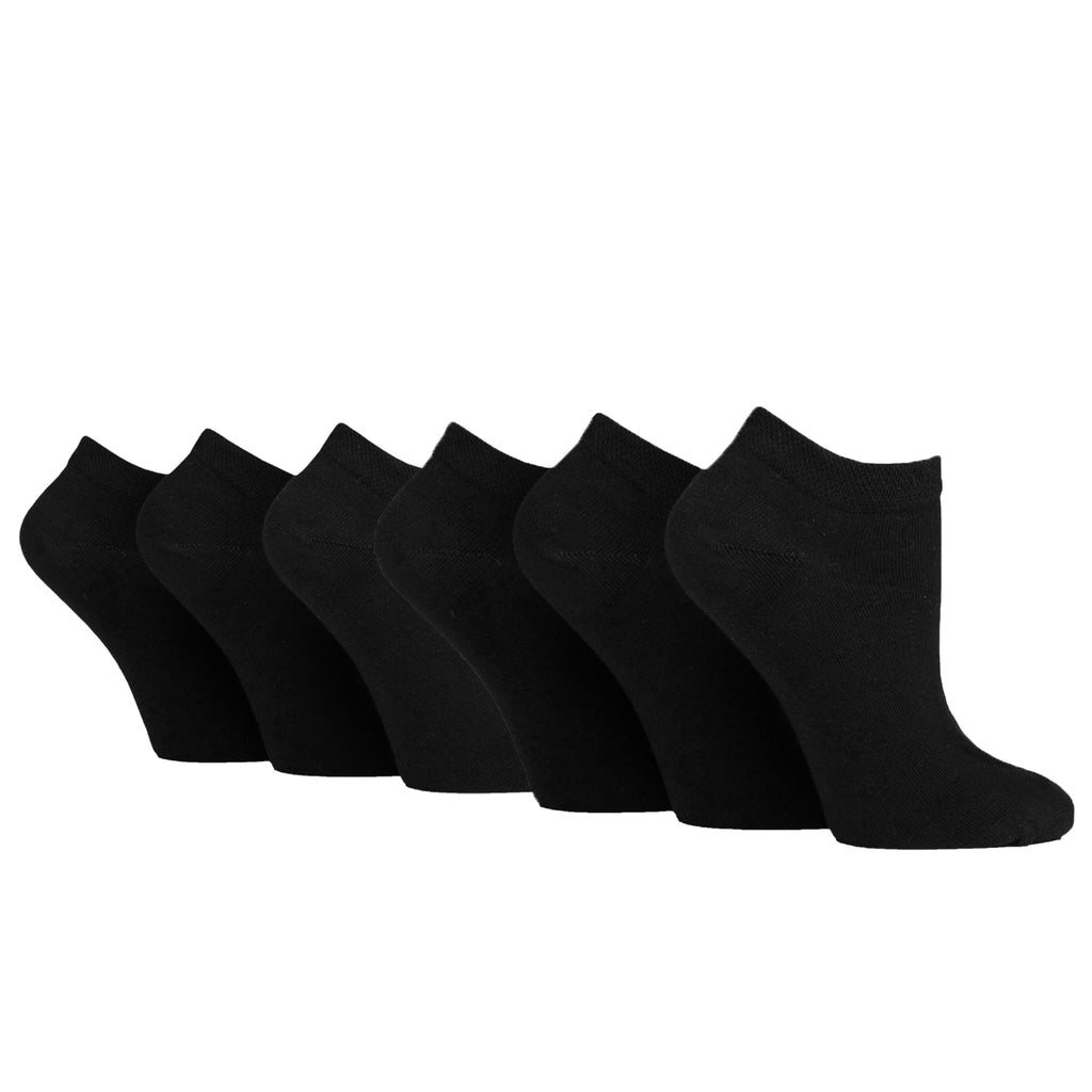 6 Pairs Ladies IOMI FootNurse Gentle Grip Diabetic Trainer Socks - Black