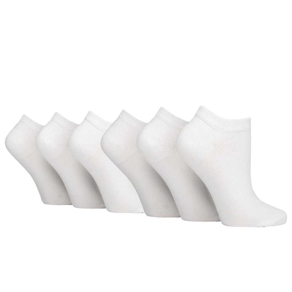 6 Pairs Ladies IOMI FootNurse Gentle Grip Diabetic Trainer Socks - White