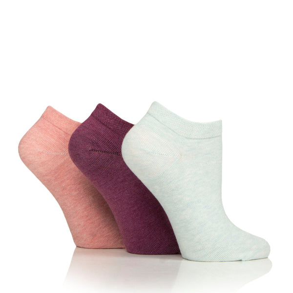 3 Pairs Ladies Diabetic Trainer Socks - Sherbet Pink Mix