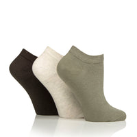3 Pairs Ladies Diabetic Trainer Socks - Khaki Mix