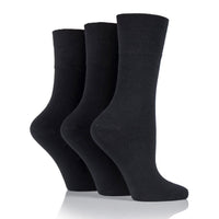 3 Pairs Ladies Diabetic Socks - Black