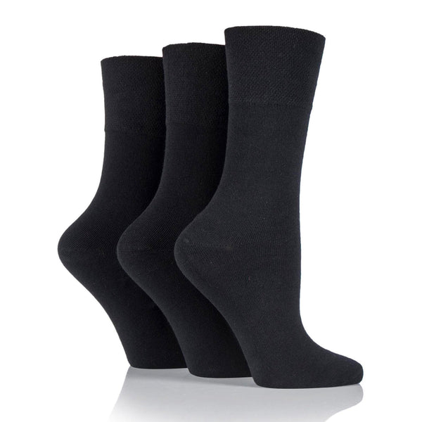 3 Pairs Ladies Diabetic Socks - Black