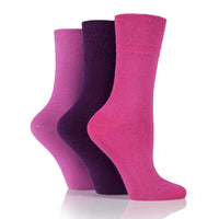 6 Paar Diabetikersocken für Damen - Rosa/Lila