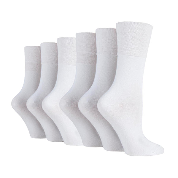 6 Pairs Ladies Diabetic Socks - White
