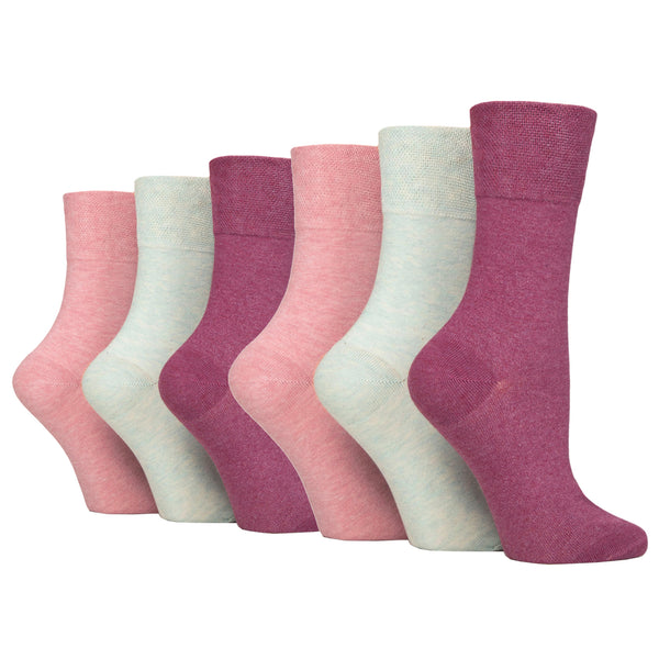 6 Pairs Ladies Diabetic Socks - Sherbet Pink Mix