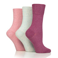 3 Pairs Ladies Diabetic Socks - Sherbet Pink Mix