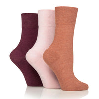 3 Pairs Ladies Diabetic Socks - Terracotta Mix