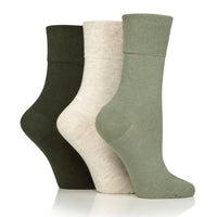 3 Pairs Ladies Diabetic Socks - Khaki Mix