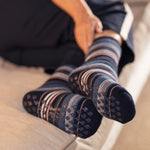 Load image into Gallery viewer, 1 Pair Ladies Raynaud&#39;s Thermal Slipper Socks - Navy Stripe
