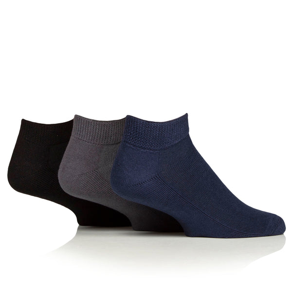 3 Paar gepolsterte Diabetiker-Trainersocken – Schwarz