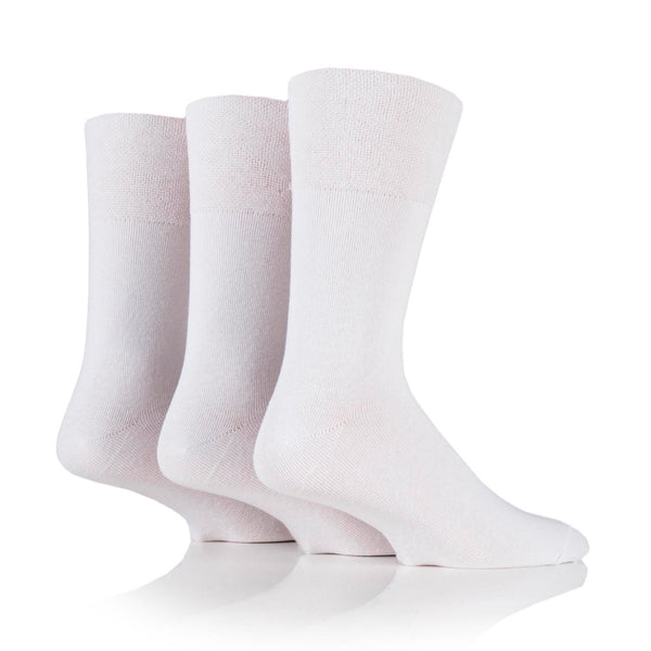 6 paires de chaussettes diabétiques en bambou pour homme - Blanc