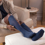 Load image into Gallery viewer, 3 Pairs Knee Length Bamboo Diabetic Socks - Denim
