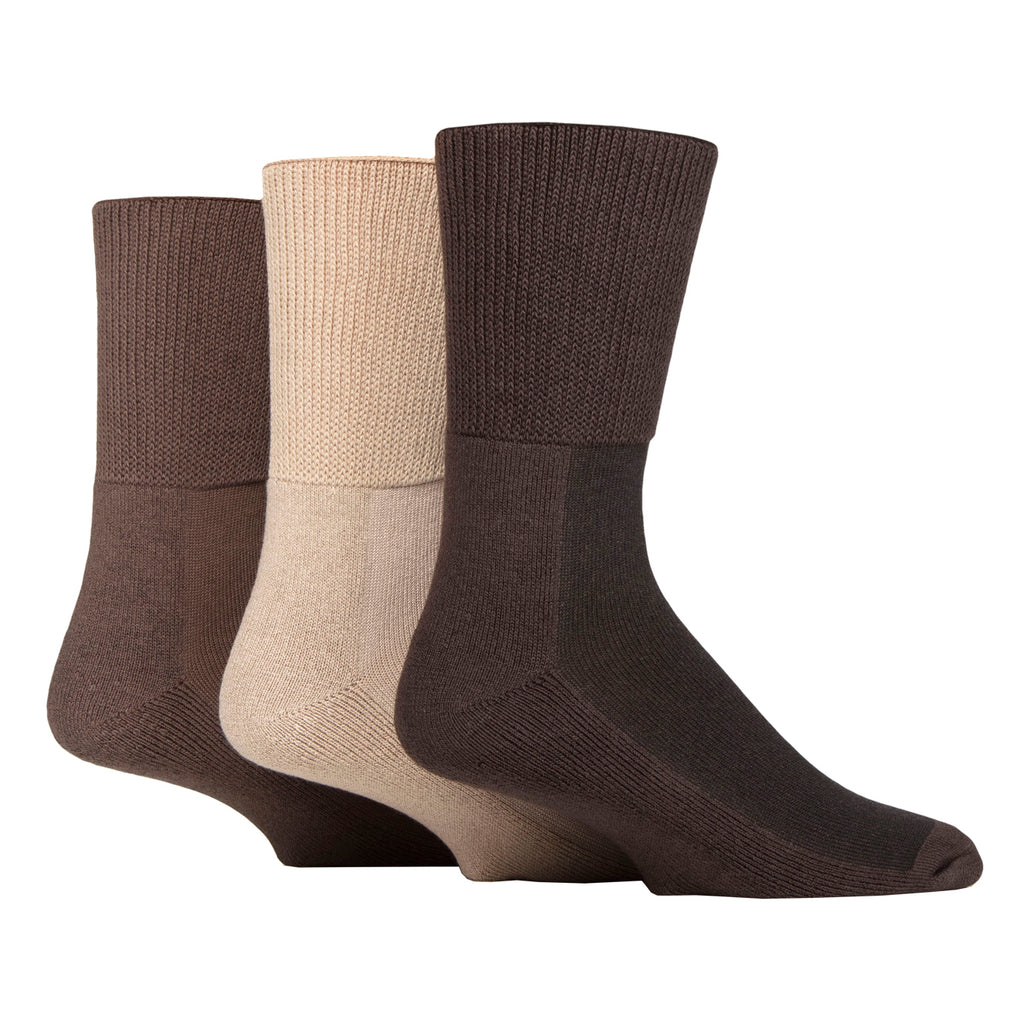 3 Pairs IOMI FootNurse Cushion Foot Bamboo Blend Diabetic Socks - Coffee Bean