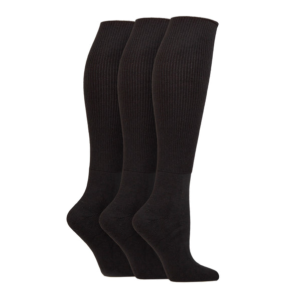 3 Pairs Knee Length Bamboo Diabetic Socks - Black