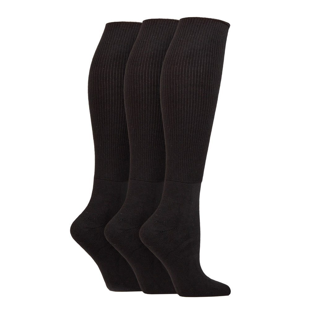 3 Pairs  IOMI Cushion Foot Below Knee Bamboo Diabetic Socks - Black