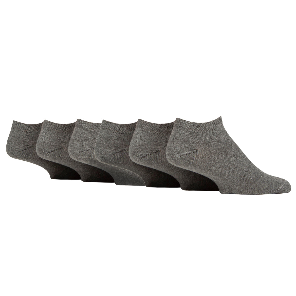 6 Pairs Men's BigFoot Diabetic Trainer Socks - Grey