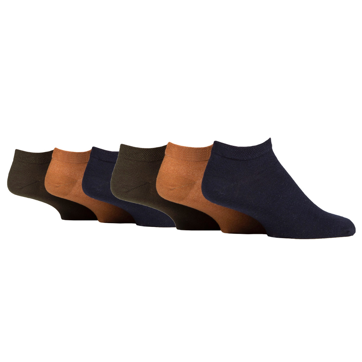 6 Pairs Men's Diabetic Trainer Socks - Ochre Mix