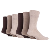 6 Pairs Men's BigFoot Diabetic Socks - Brown