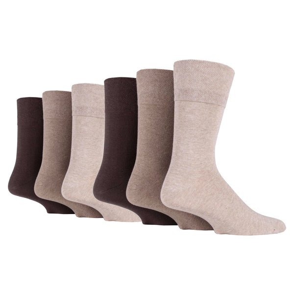 6 Pairs Men's BigFoot Diabetic Socks - Brown