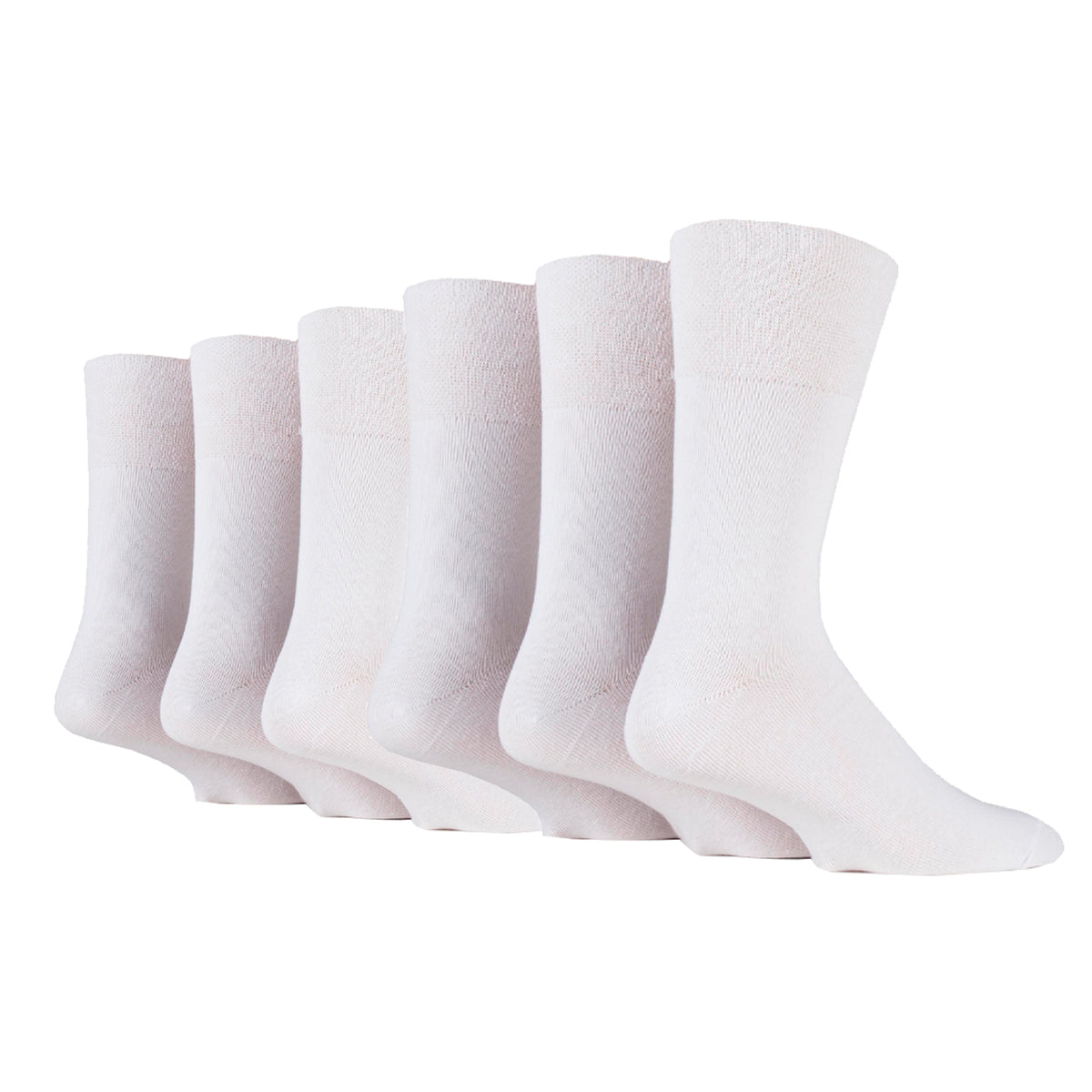 6 Pairs Men's Bamboo Diabetic Socks - White