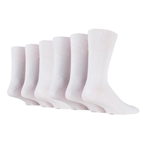 6 Pairs Men's Bamboo Diabetic Socks - White
