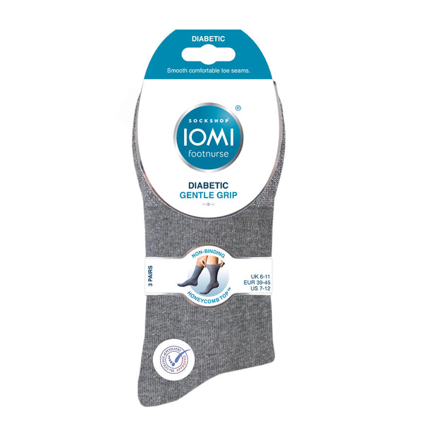 6 Pairs Men's Diabetic Socks - Grey