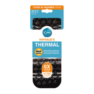 1 Pair Men's IOMI FootNurse Dual Layer Raynaud's Thermal Slipper Socks - Black Stripe