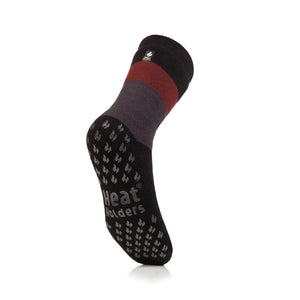 1 Pair Men's IOMI FootNurse Dual Layer Raynaud's Thermal Slipper Socks - Block Stripe Black