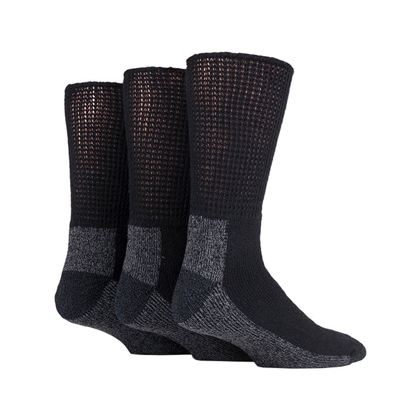 3 Pairs Cushion Foot Diabetic WorkForce Socks - Black