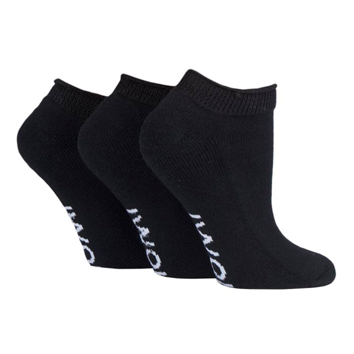 3 Pairs Cushion Foot Diabetic Trainer Socks - Black