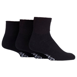 3 Pairs IOMI FootNurse Cushion Foot Diabetic Ankle Socks - Black