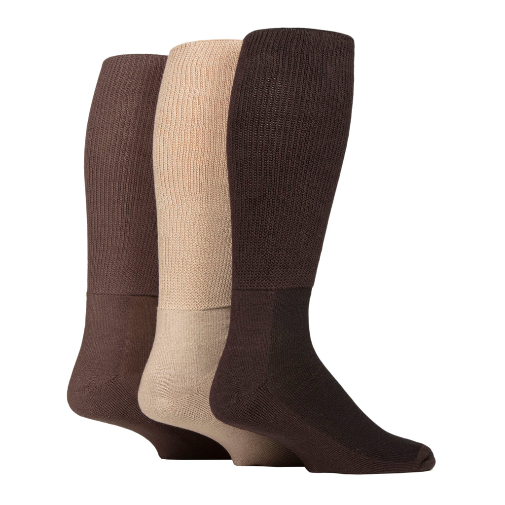 3 Pairs  IOMI Cushion Foot Below Knee Bamboo Diabetic Socks - Coffee Bean