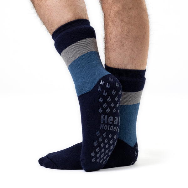 1 Pair Men's Raynaud's Thermal Slipper Socks - Navy